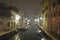 Venetian canal at night.