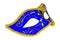 Venetian Carnival mask profile blue yellow black patterned asymmetric coloring image