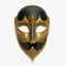 Venetian golden mask. Digital illustration. 3D rendering. Isolated on white
