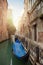 Venetian gondola canal waters of Venice Italy.