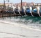 Venetian gondolas with high tide.