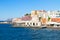 Venetian habour and Turkish Mosque Yiali Tzami of Chania