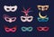 venetian mask. carnival mystery masked faces holiday decoration for performance. Vector carnival costumes