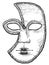 Venetian mask illustration, drawing, engraving, ink, line art, vector