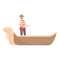 Venezia gondolier icon cartoon vector. Venice gondola