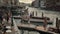 VENEZIA - JULY 14: Tilt up real time establishing shot of the Grand Canal in Venice. Gondolas and boats move through the