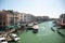 Venezia - Vista panoramica dall `alto su Canal Grande con turisti,gondole e battelli