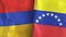 Venezuela and Armenia two flags textile cloth 3D rendering