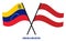 Venezuela and Austria Flags Crossed And Waving Flat Style. Official Proportion. Correct Colors