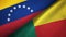 Venezuela and Benin two flags textile cloth, fabric texture