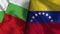 Venezuela and Bulgaria Realistic Flag â€“ Fabric Texture Illustration