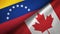 Venezuela and Canada two flags textile cloth, fabric texture