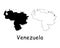 Venezuela Country Map. Black silhouette and outline isolated on white background. EPS Vector