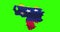 Venezuela country shape outline on green screen with national flag waving animation