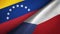 Venezuela and Czech Republic two flags textile cloth, fabric texture