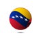 Venezuela flag button with shadow on a white background. Vector.