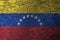 Venezuela flag is depicted on the screen with the program code. The concept of modern technology and site development