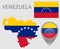 Venezuela flag, map and map pointer