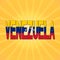 Venezuela flag text with sunburst illustration