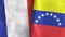 Venezuela and France two flags textile cloth 3D rendering