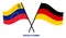 Venezuela and Germany Flags Crossed And Waving Flat Style. Official Proportion. Correct Colors