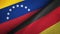 Venezuela and Germany two flags textile cloth, fabric texture