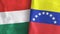 Venezuela and Hungary two flags textile cloth 3D rendering