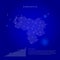 Venezuela illuminated map with glowing dots. Dark blue space background. Vector illustration