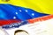 Venezuela immigration document close up. Passport visa on Venezuela flag. Venezuela visitor visa in passport,3D rendering.