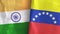 Venezuela and India two flags textile cloth 3D rendering