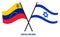 Venezuela and Israel Flags Crossed And Waving Flat Style. Official Proportion. Correct Colors