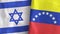 Venezuela and Israel two flags textile cloth 3D rendering