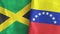 Venezuela and Jamaica two flags textile cloth 3D rendering