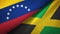 Venezuela and Jamaica two flags textile cloth, fabric texture