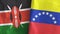 Venezuela and Kenya two flags textile cloth 3D rendering