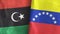 Venezuela and Libya two flags textile cloth 3D rendering