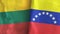 Venezuela and Lithuania two flags textile cloth 3D rendering