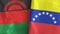 Venezuela and Malawi two flags textile cloth 3D rendering