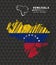 Venezuela map with flag inside on the black background. Chalk sketch vector illustration
