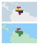 Venezuela map with pin of country capital. Two types of Venezuela map with neighboring countries