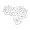 Venezuela map of polygonal mosaic lines network, rays, dots illustration.