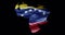 Venezuela map shape with waving flag background. Alpha channel outline of country
