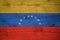 Venezuela national flag painted old oak wood