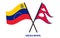 Venezuela and Nepal Flags Crossed And Waving Flat Style. Official Proportion. Correct Colors