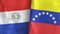 Venezuela and Paraguay two flags textile cloth 3D rendering