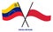 Venezuela and Poland Flags Crossed And Waving Flat Style. Official Proportion. Correct Colors