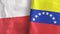 Venezuela and Poland two flags textile cloth 3D rendering