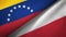 Venezuela and Poland two flags textile cloth, fabric texture