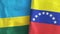 Venezuela and Rwanda two flags textile cloth 3D rendering