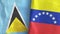 Venezuela and Saint Lucia two flags textile cloth 3D rendering